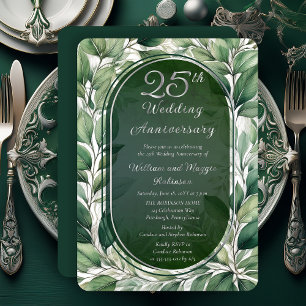 Elegant Green Leaves 25th Wedding Anniversary