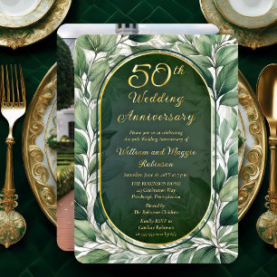 Elegant Green Leaves 50th Wedding Anniversary