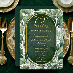 Elegant Green Leaves 70th Wedding Anniversary