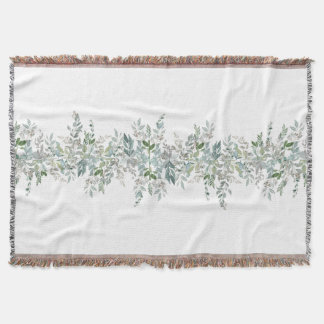 Elegant Green Leaves Design Throw Blanket