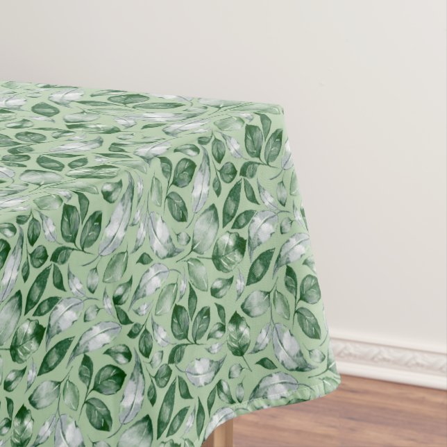 Elegant Green Leaves Pattern Tablecloth (In Situ)