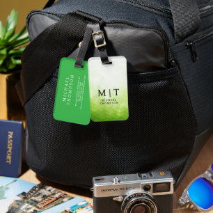Elegant Green Light geometric Background Luggage Tag
