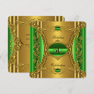 Elegant Green Lime Gold Fabulous 50th Birthday Invitation