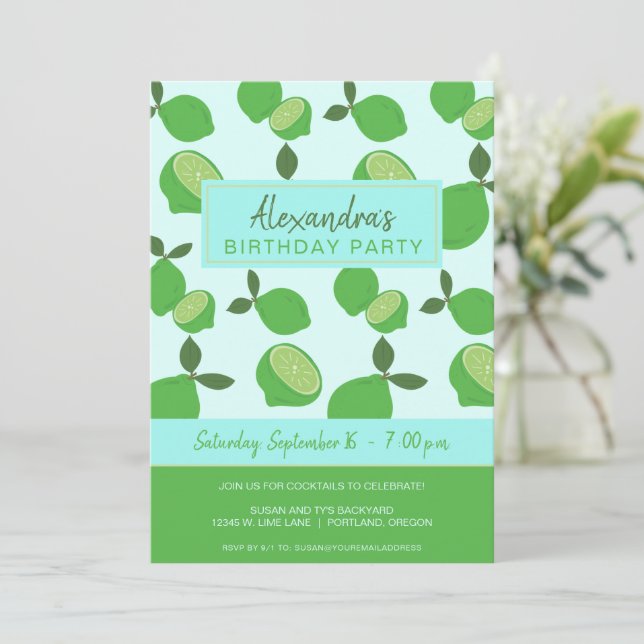 Elegant Green Lime Party Invitation (Standing Front)