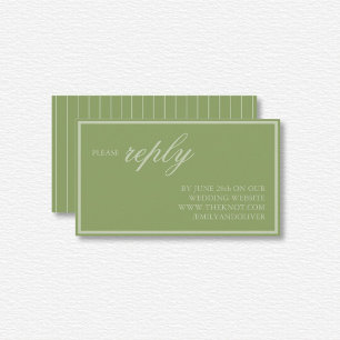Elegant Green Lines Wedding Enclosure Card