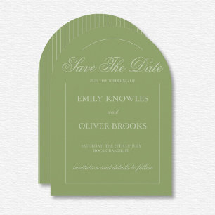 Elegant Green Lines Wedding Save The Date