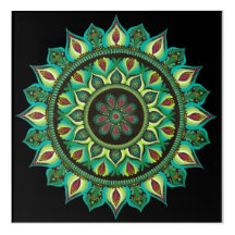 Elegant Green Mandala | Bohemian Zen Minimalist
