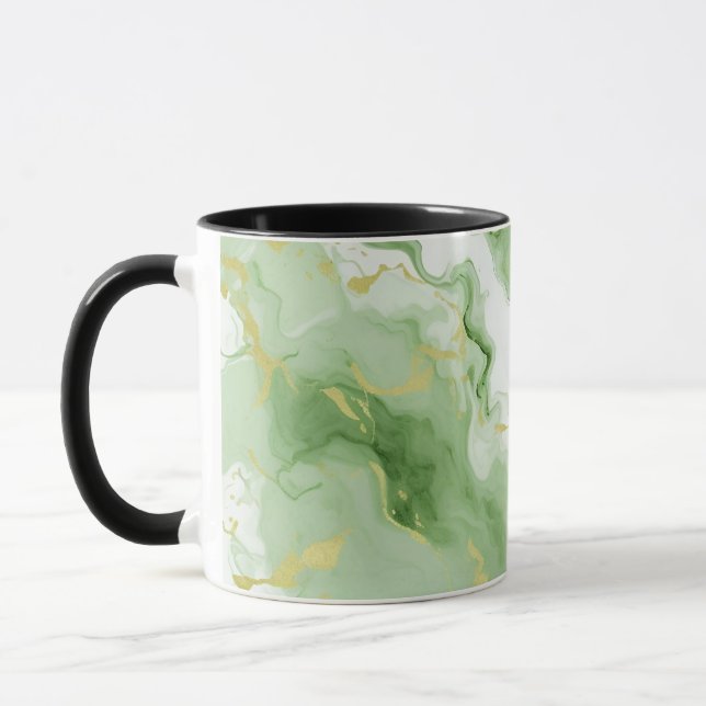 Elegant Green Marble Faux Gold Glitter Effect 0 Mug (Left)