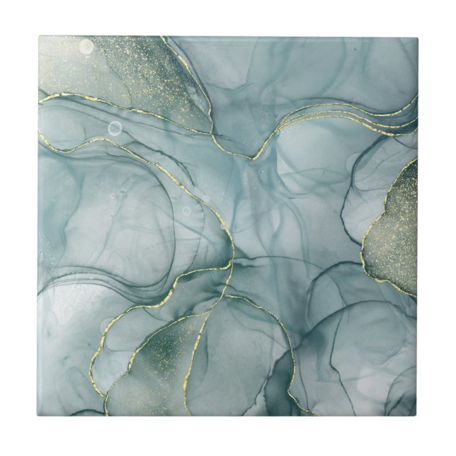 Elegant Green Marble Pattern Ceramic Tile (Front)