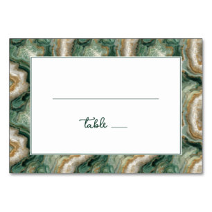 Elegant Green Marbled Waves Table Number