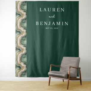 Elegant Green Marbled Waves Tapestry