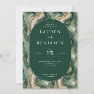 Elegant Green Marbled Wedding Invitation