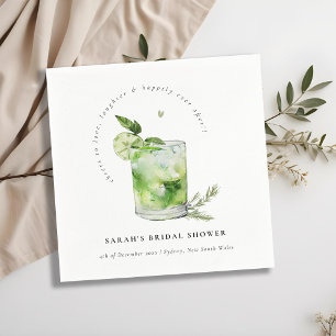 Elegant Green Margarita Cocktail Bridal Shower Napkin