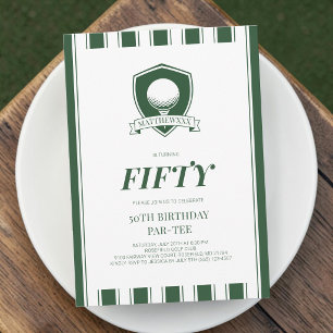 Elegant Green Men Golf Par-Tee 50th Birthday Party Invitation