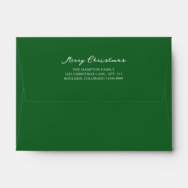 Elegant Green Merry Christmas Envelope (Back (Top Flap))