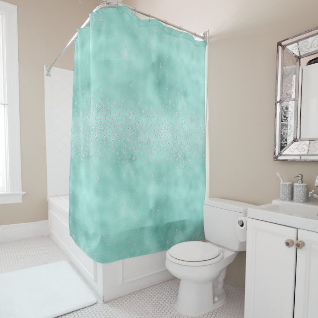 Elegant Green Metallic Glitter Sparkles Bling Shower Curtain (In Situ)