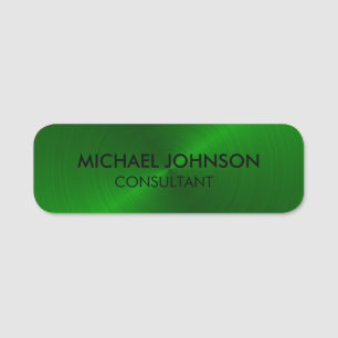 Elegant Green Metallic Professional Business  Name Tag
