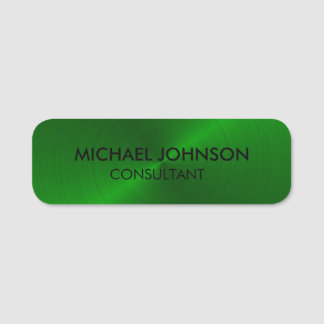 Elegant Green Metallic Professional Business  Name Tag