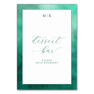 Elegant Green Minimalist Dessert Bar Sign Table Number