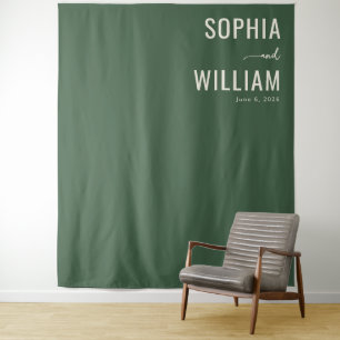 Elegant Green Minimalist Names Tapestry