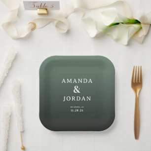 Elegant Green Minimalist Paper Plate