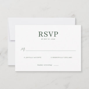 Elegant Green Minimalist RSVP Card