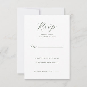 Elegant Green Minimalist RSVP Card