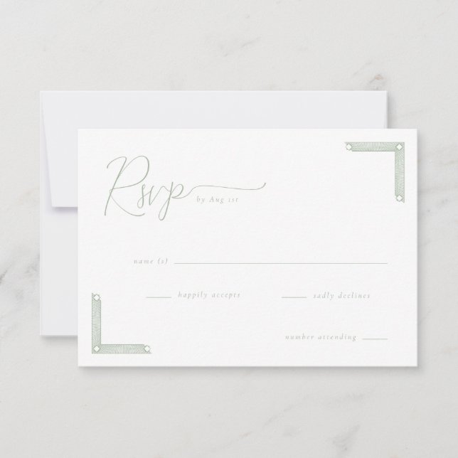 Elegant Green Minimalist RSVP Card (Front)