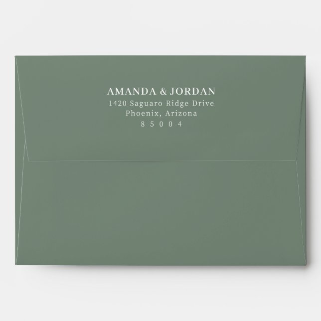Elegant Green Minimalist Typographic Envelope (Back (Top Flap))