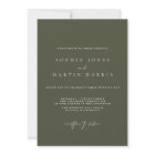 Elegant  Green Minimalist Wedding Invitation