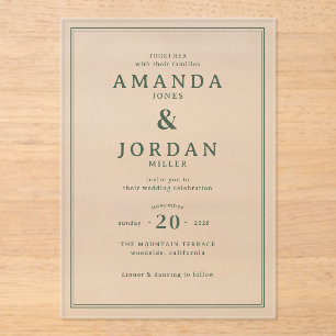 Elegant Green Minimalist Wedding Invitation