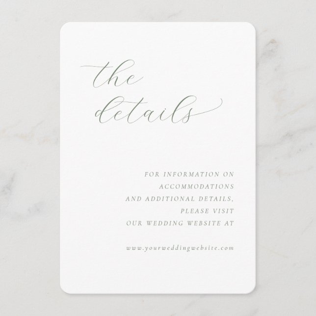 Elegant Green Minimalist Wedding Website Card (Front)