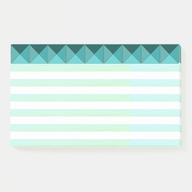 Elegant  Green  Mint Pyramid Shapes & Stripes Post-it Notes (Front)