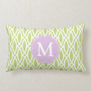 Elegant Green Modern Trellis Personalised Lumbar Cushion