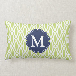 Elegant Green Modern Trellis Personalised Lumbar Cushion