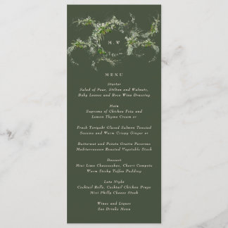 Elegant Green Monogram | Eucalyptus Wreath Wedding Menu