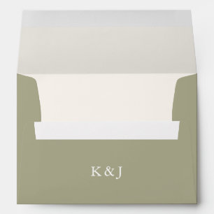 Elegant Green Monogram Fall Wedding Invitation Envelope