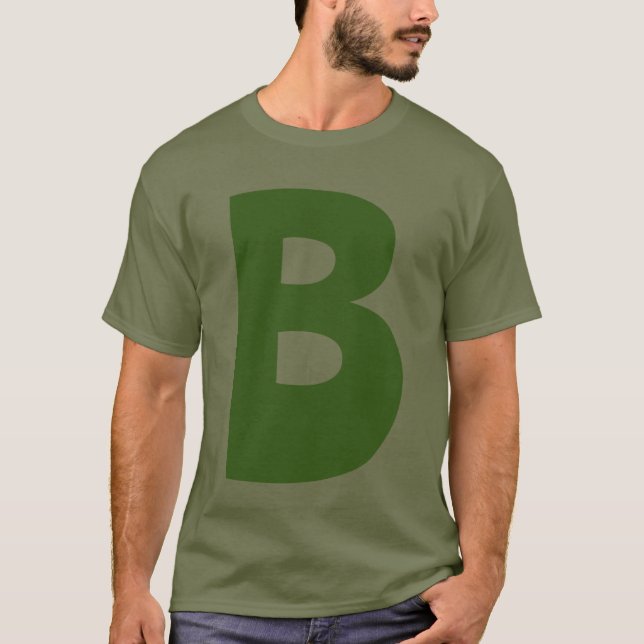 Elegant Green Monogram Initial Letter T-Shirt (Front)