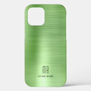 Elegant Green Monogram iPhone 12 Case