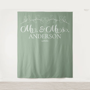 Elegant Green Mr. & Mrs. Personalised Wedding Tapestry