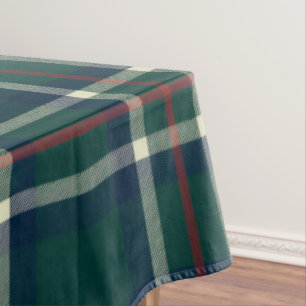 Elegant Green Navy Preppy Tartan Plaid Christmas Tablecloth