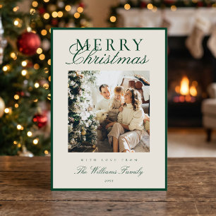 Elegant Green Old Money Christmas Photo Holiday Card