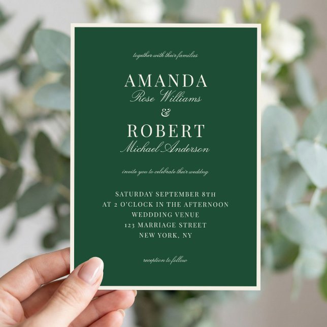 Elegant Green Old Money Wedding Invitation (Creator Uploaded)