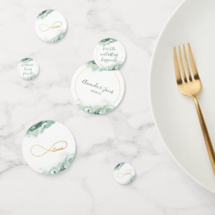 Elegant Green Ombre Marble Gold Love Infinity Confetti