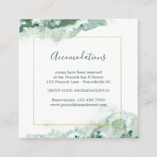 Elegant Green Ombre Marble Wedding Accommodation Enclosure Card
