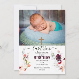 ELEGANT GREEN, ORANGE, RED & WINE BABY BAPTISM INVITATION