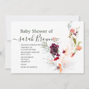 ELEGANT GREEN, ORANGE, RED & WINE  BABY SHOWER INVITATION