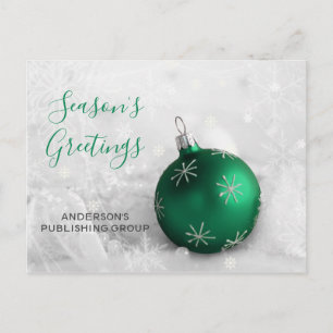 Elegant Green Ornament Festive Company Holiday Postcard