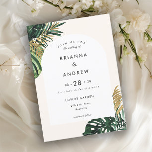 Elegant, Green Palm, Arch Invitation