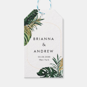 Elegant, Green Palm, Gold (Imitation) Border Gift Tags
